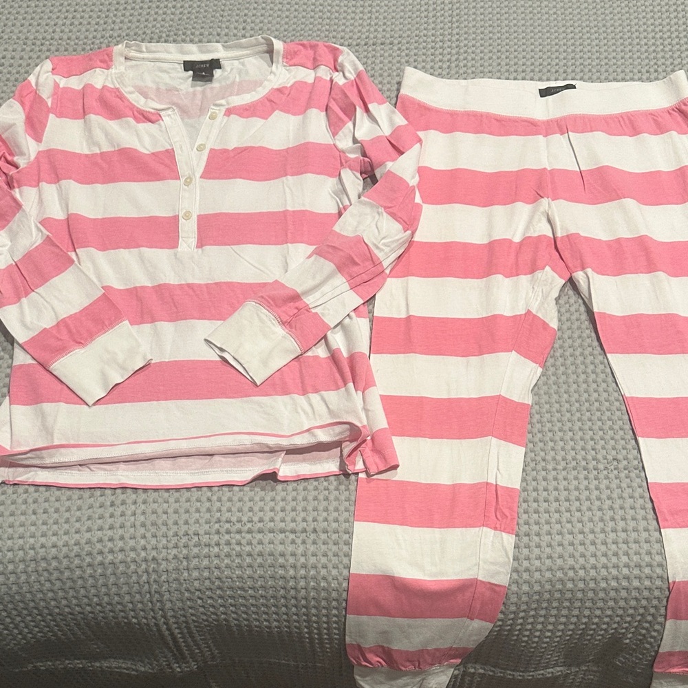 J. Crew Pink and White Striped Pajamas